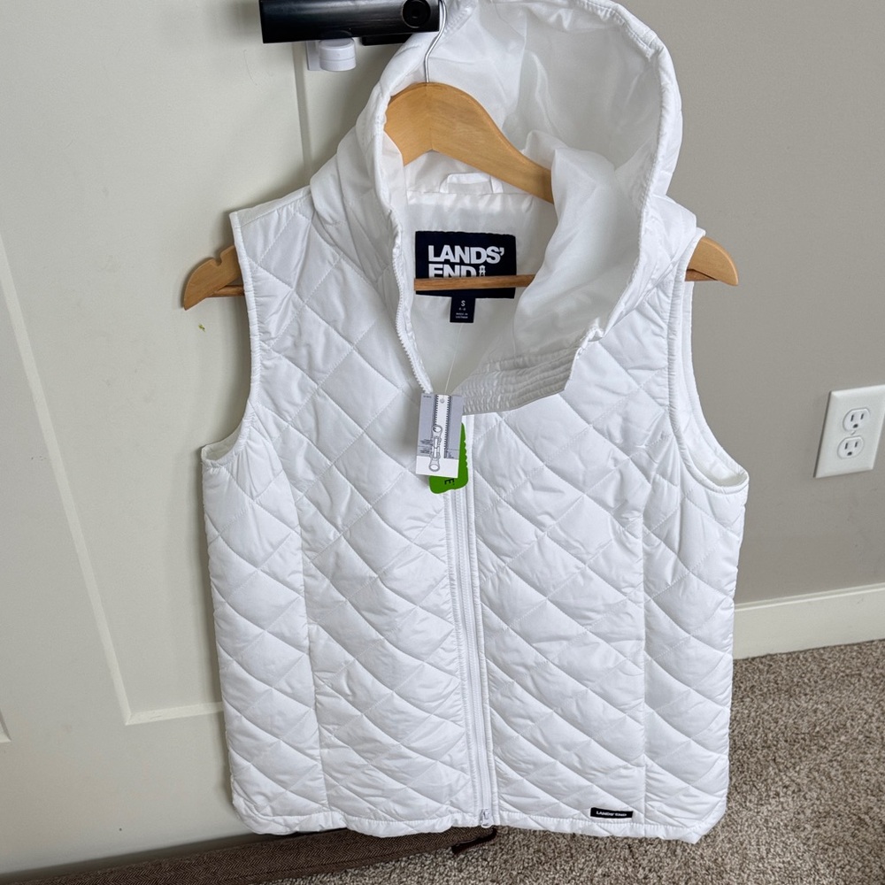 Lands' End Kids Quilted White Vest